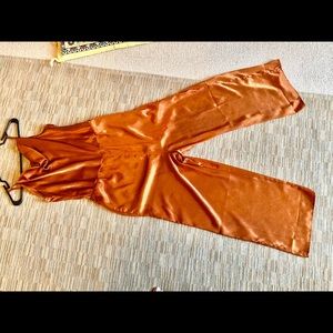 Brown silky jumpsuit